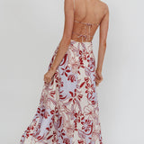 Echoes Tied Back A-Line Midi Dress Floral Lilac