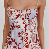 Echoes Tied Back A-Line Midi Dress Floral Lilac
