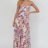 Echoes Tied Back A-Line Midi Dress Floral Lilac
