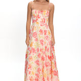 Echoes Tied Back A-Line Maxi Dress Floral Pink