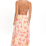 Echoes Tied Back A-Line Maxi Dress Floral Pink