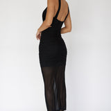 Willa Ruched Cut-Out Maxi Dress Black