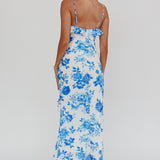 Silvana Frill Trim Maxi Dress Floral Blue