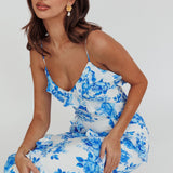 Silvana Frill Trim Maxi Dress Floral Blue