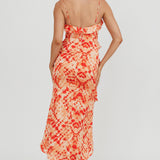 Silvana Frill Trim Midi Dress Orange