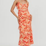 Silvana Frill Trim Midi Dress Orange