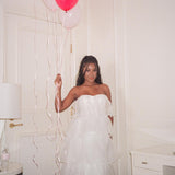 Behati Tiered Layer Midi Dress White
