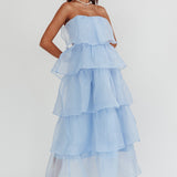 Behati Tiered Layer Midi Dress Blue