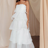 Behati Tiered Layer Midi Dress White