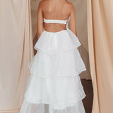 Behati Tiered Layer Midi Dress White
