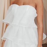 Behati Tiered Layer Midi Dress White