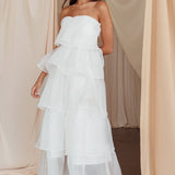 Behati Tiered Layer Midi Dress White