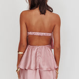 Behati Tiered Layer Strapless Dress Dusty Rose