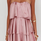 Behati Tiered Layer Strapless Dress Dusty Rose
