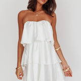 Behati Tiered Layer Strapless Dress White