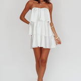 Behati Tiered Layer Strapless Dress White