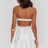Behati Tiered Layer Strapless Dress White