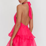 Behati Tiered Ruffles Halter Neck Romper Rose