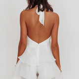 Behati Tiered Ruffles Halterneck Romper White