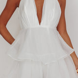 Behati Tiered Ruffles Halterneck Romper White