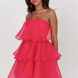 Behati Tiered Layer Mini Dress Hot Pink
