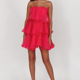 Behati Tiered Layer Mini Dress Hot Pink
