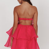 Behati Tiered Layer Mini Dress Hot Pink