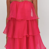 Behati Tiered Layer Mini Dress Hot Pink