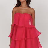 Behati Tiered Layer Mini Dress Hot Pink