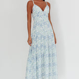 South Pacific Strappy Back Maxi Dress Floral Blue