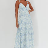 South Pacific Strappy Back Maxi Dress Floral Blue