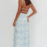 South Pacific Strappy Back Maxi Dress Floral Blue