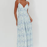 South Pacific Strappy Back Maxi Dress Floral Blue
