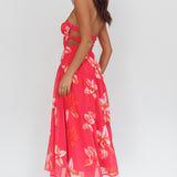 South Pacific Strapless Strappy Back Midi Length Floral Pink