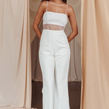 Sabina Sequin Bodice Jumpsuit White