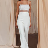 Sabina Sequin Bodice Jumpsuit White