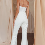 Sabina Sequin Bodice Jumpsuit White