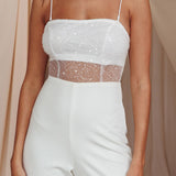 Sabina Sequin Bodice Jumpsuit White
