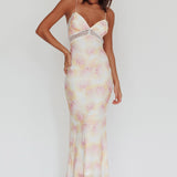 Super Shy Floral Lace Maxi Dress Pink