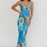 Girl Power Lace Strap Maxi Dress Blue