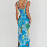 Girl Power Lace Strap Maxi Dress Blue