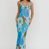 Girl Power Lace Strap Maxi Dress Blue