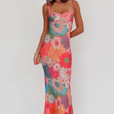 Girl Power Lace Strap Maxi Dress Pink