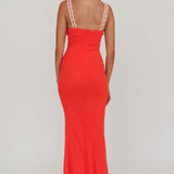 Girl Power Lace Strap Maxi Dress Red