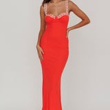 Girl Power Lace Strap Maxi Dress Red