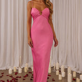 In A Daze Gathered Bust Maxi Dress Hot Pink
