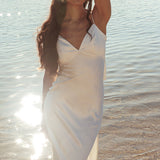 Ciao, Bella Tied Back Satin Maxi Dress Off White