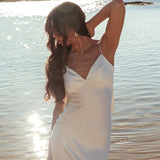 Ciao, Bella Tied Back Satin Maxi Dress Off White