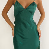 Ciao, Bella Tied Back Lace Hem Dress Forest Green