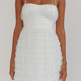 Garden Party Tiered Frill Midi Dress White